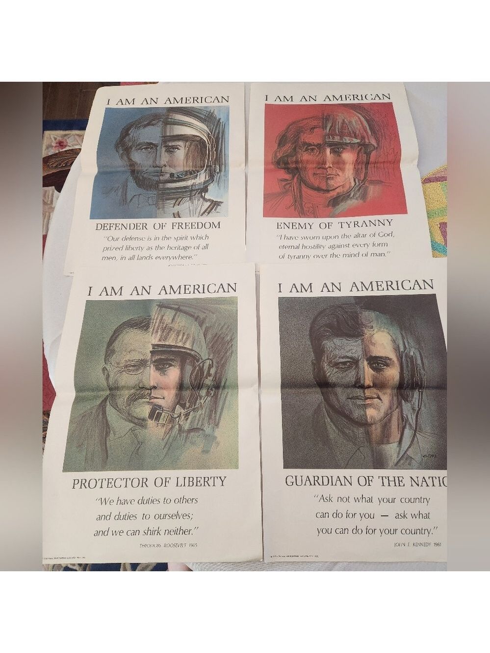 Set Of 4 Original Posters I Am An American President Navy Air Force DoD